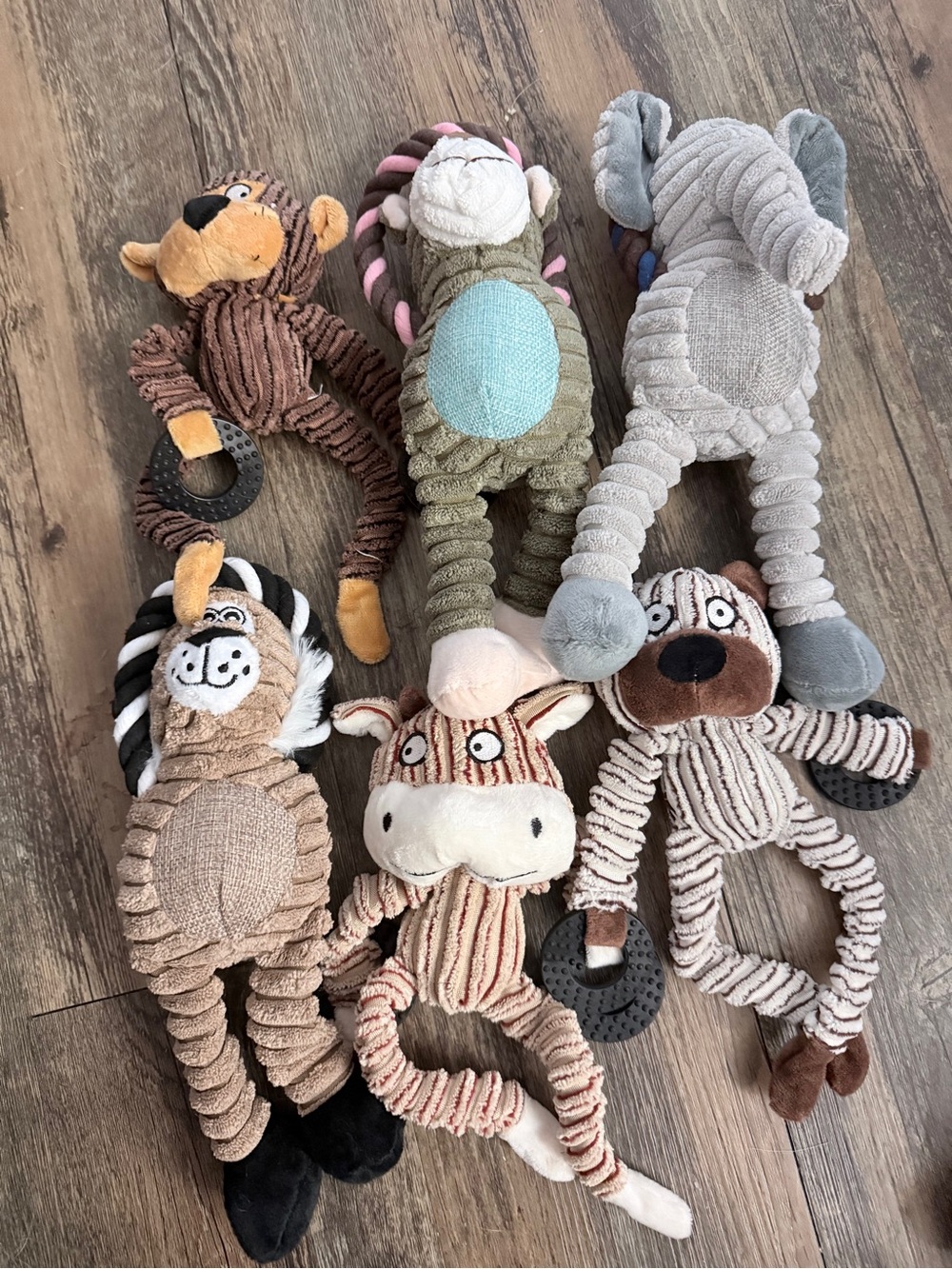 One Random Plush Corded Animal Dog Toys - Med to Lg breed